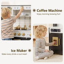 OLAKIDS Wooden Play Kitchen with Lights, Sounds, Dishwasher & Coffee Machine, Pretend Cooking Set for Ages 3+