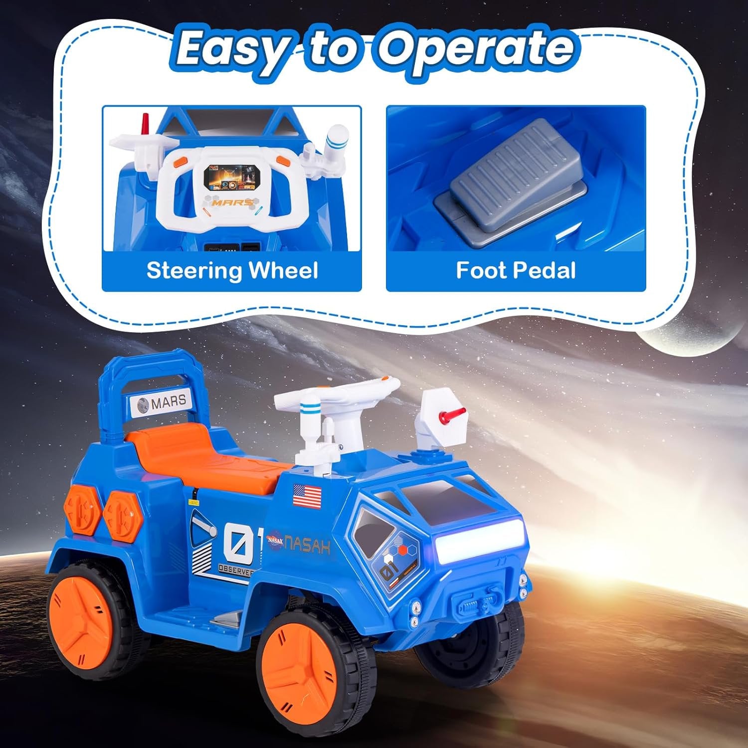 OLAKIDS Ride on Car, 6V Electric Toy for Kids for Toddlers Boys Girls Age 3+
