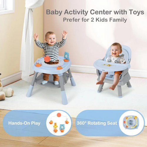 INFANS 9 in 1 High Chair, Convertible Baby Highchair, Table and Chair Set Building Block Infant Dining Booster Seat