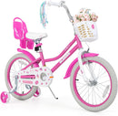 Olakids Girls Bike 12-18 Inch with Doll Seat Training Wheels Basket Dual Brakes, 20 Inch Without Training Wheels