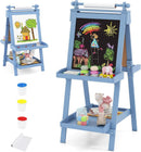 OLAKIDS Easel for Kids, 3 in 1 Adjustable Painting Art Board, Foldable Double-Sided Wooden Drawing Chalkboard Magnetic Whiteboard