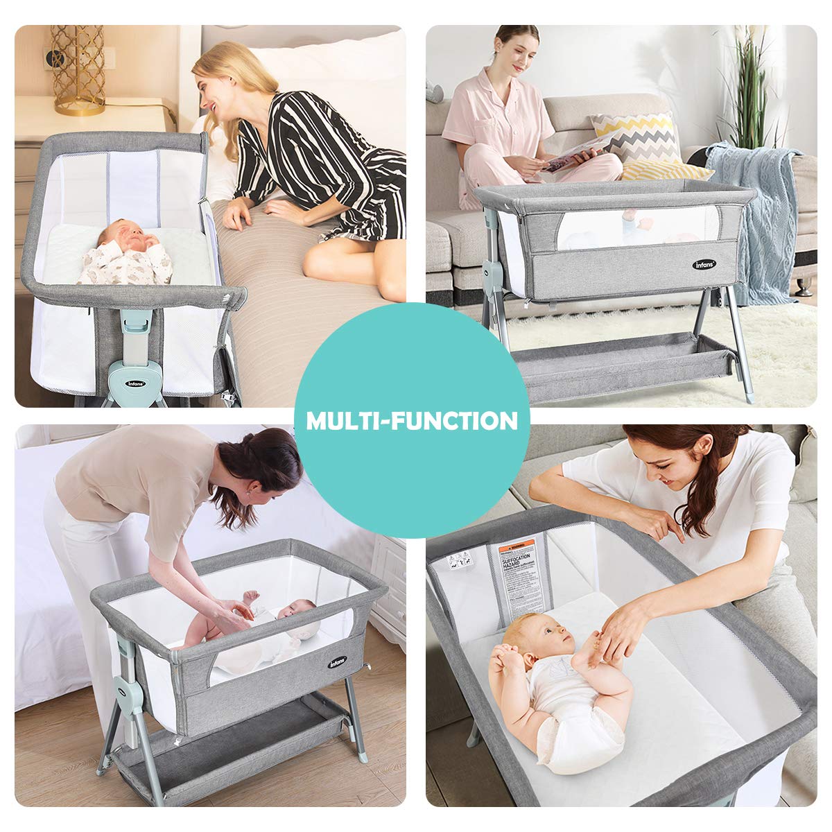 Baby Bassinet Bedside Sleeper with Spine Protecting Support INFANS