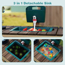 OLAKIDS Wooden Mud Kitchen Outdoor Play Kitchen with Faucet Sink Chalkboard for Kids 3+
