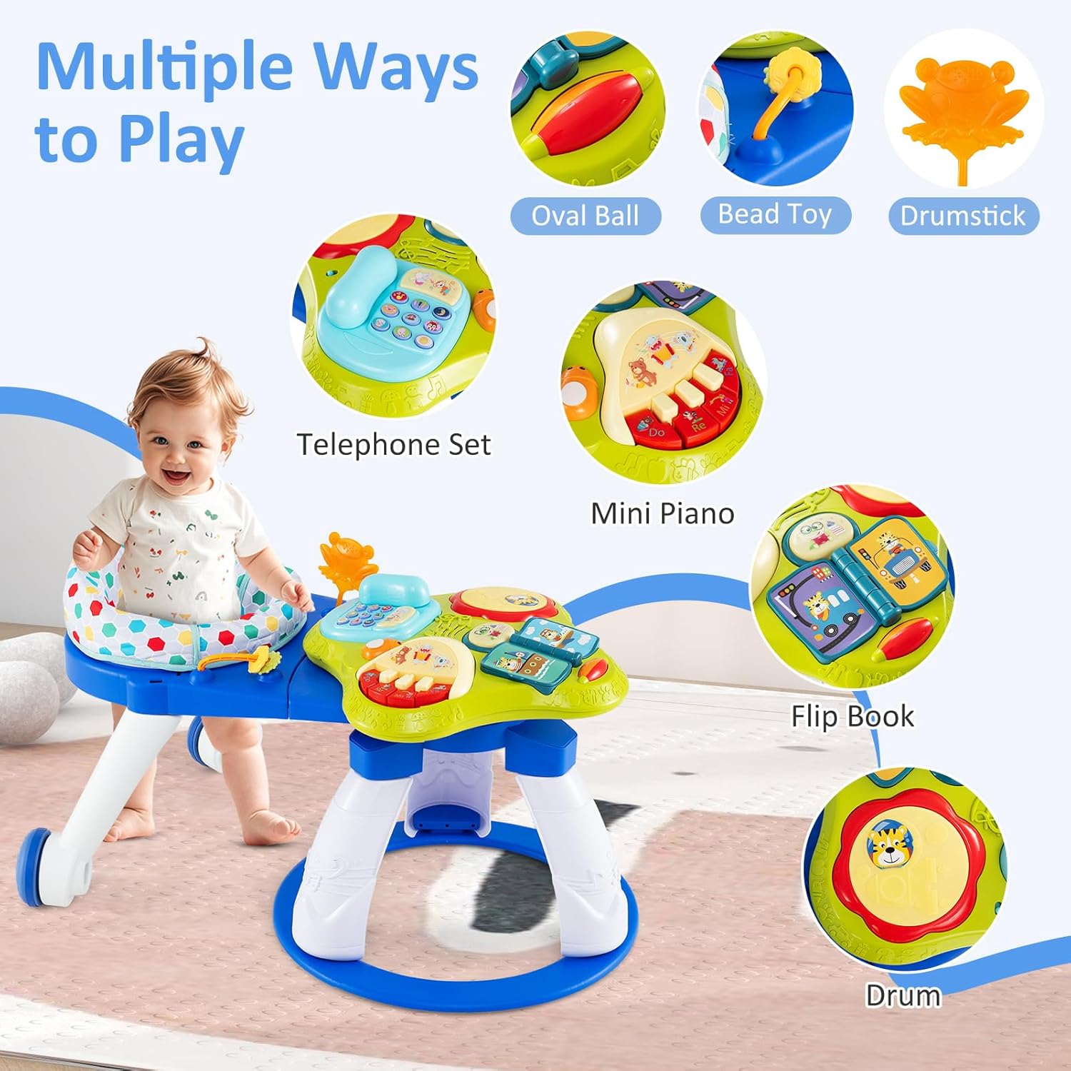 INFANS 3 in 1 Walk Around Baby Activity Center Baby Walker