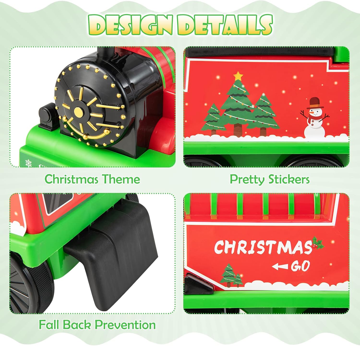 Olakids 6V Electric Ride On Train Track Set Christmas Circus for Kids