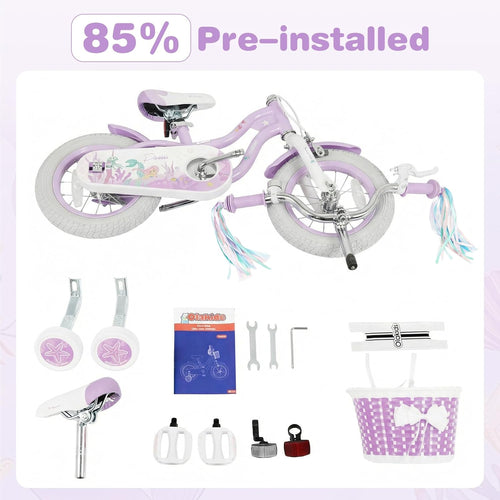 Olakids Kids Bike, 12 14 16 18 20 Inch Mermaid Theme Girls Bicycle with Training Wheels