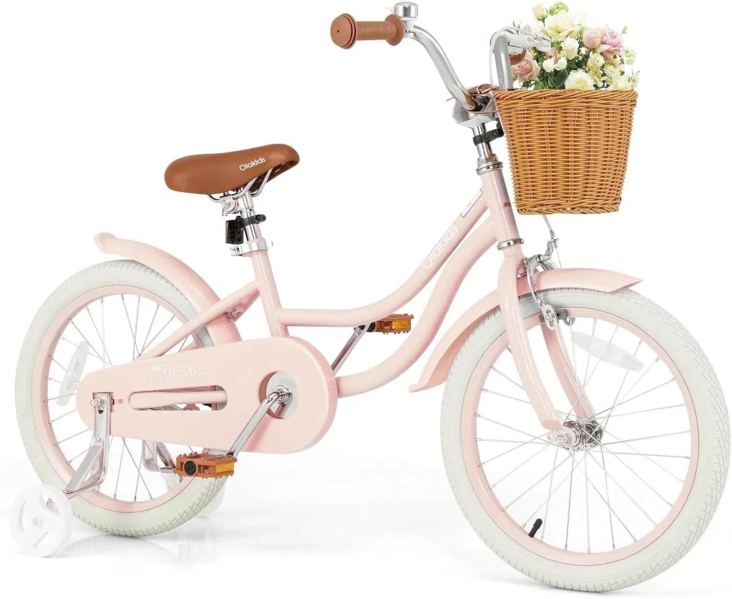 OLAKIDS Kids Bike 12/14/16/18 Inch with Training Wheels & Basket for Ages 3-8  (20 Inch without traninning wheels)