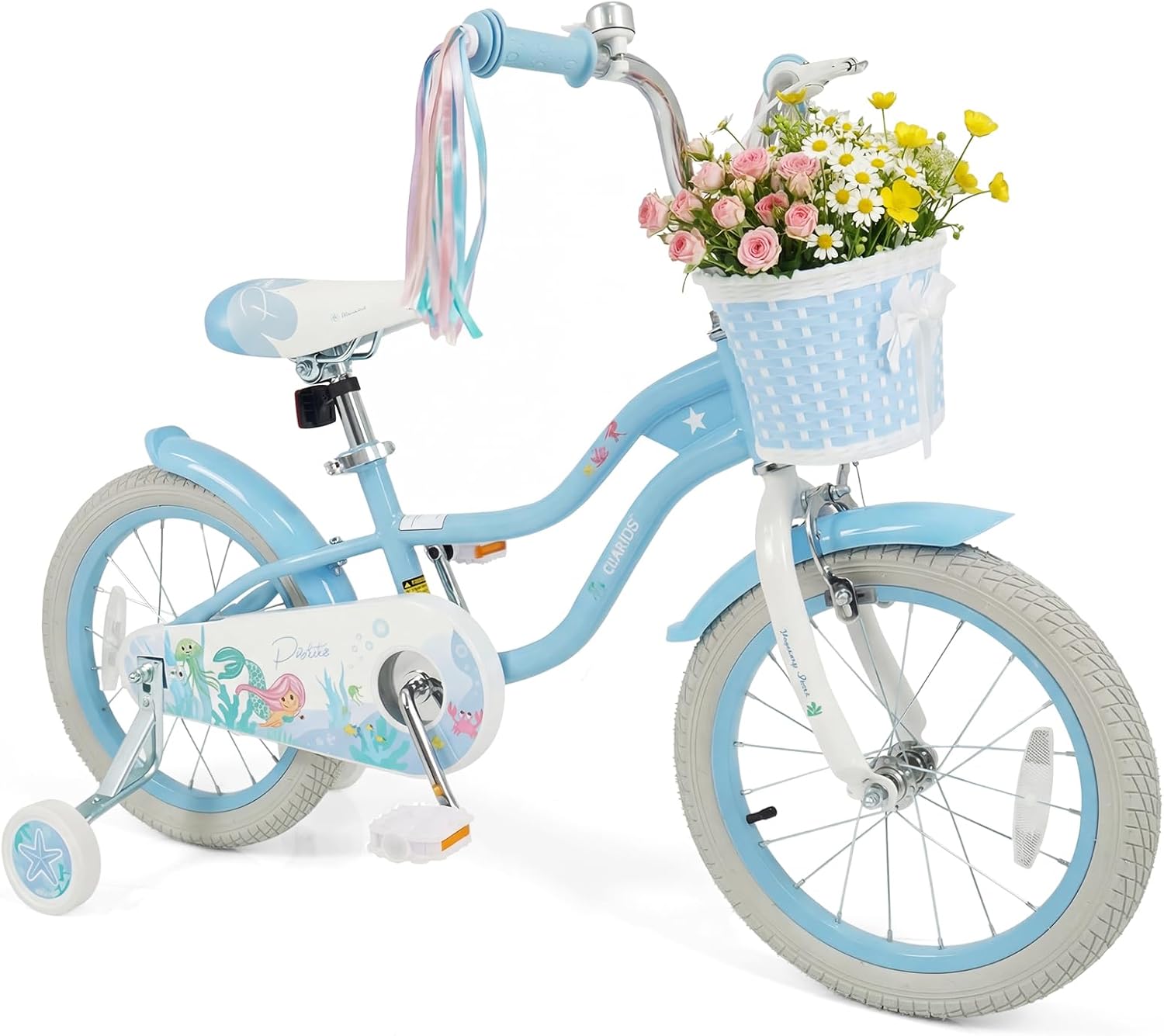 Olakids Kids Bike, 12 14 16 18 20 Inch Mermaid Theme Girls Bicycle with Training Wheels