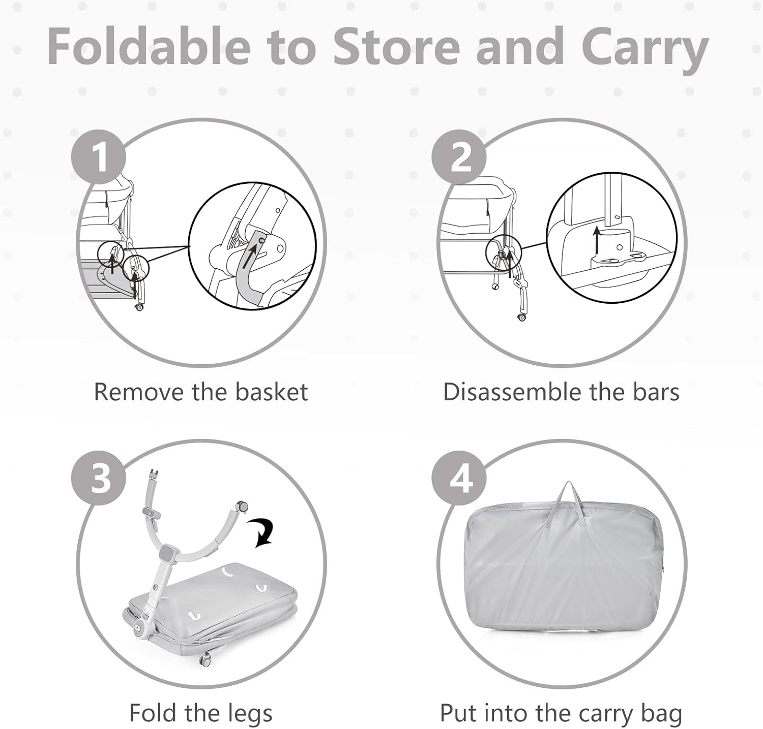 INFANS 3 in 1 Baby Bassinet, Bedside Sleeper, Rocking Cradle, Easy Folding Portable Safer Co-Sleeping Crib