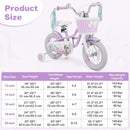 Olakids Kids Bike, 12 14 16 18 20 Inch Mermaid Theme Girls Bicycle with Training Wheels