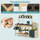 OLAKIDS Wooden Mud Kitchen Outdoor Play Kitchen with Faucet Sink Chalkboard for Kids 3+