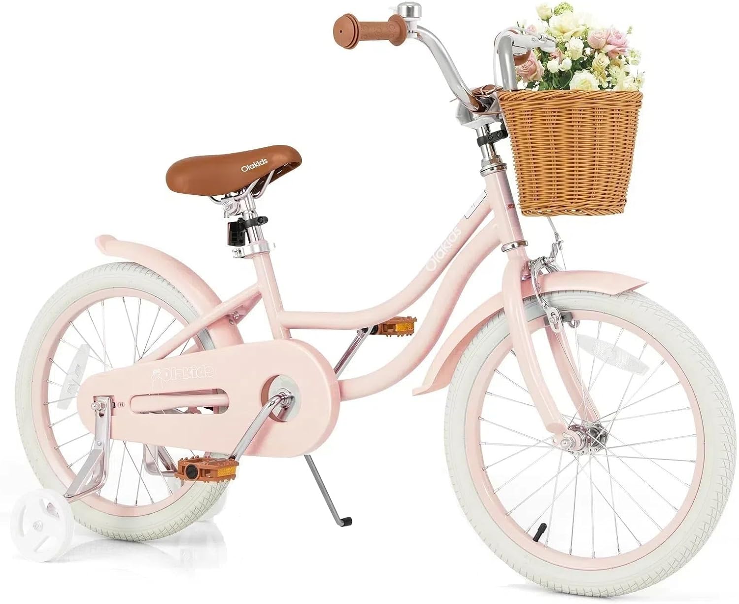 OLAKIDS Kids Bike 12/14/16/18 Inch with Training Wheels & Basket for Ages 3-8  (20 Inch without traninning wheels)