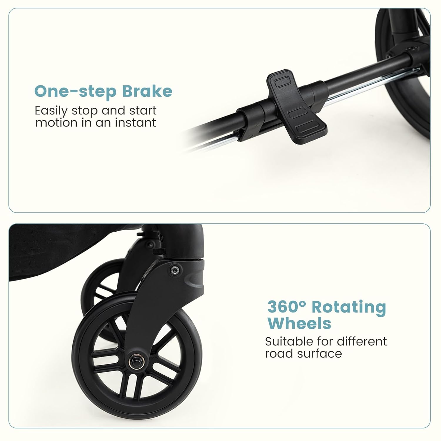 INFANS 2 in 1 Baby Stroller, Convertible Stroller with Reversible Seat Adjustable Backrest Canopy One Hand Fold