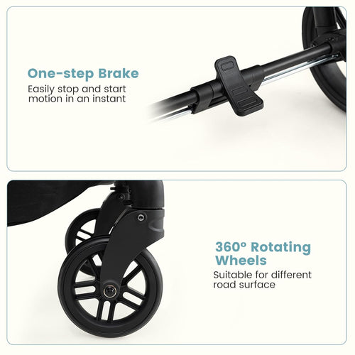 INFANS 2 in 1 Baby Stroller, Convertible Stroller with Reversible Seat Adjustable Backrest Canopy One Hand Fold