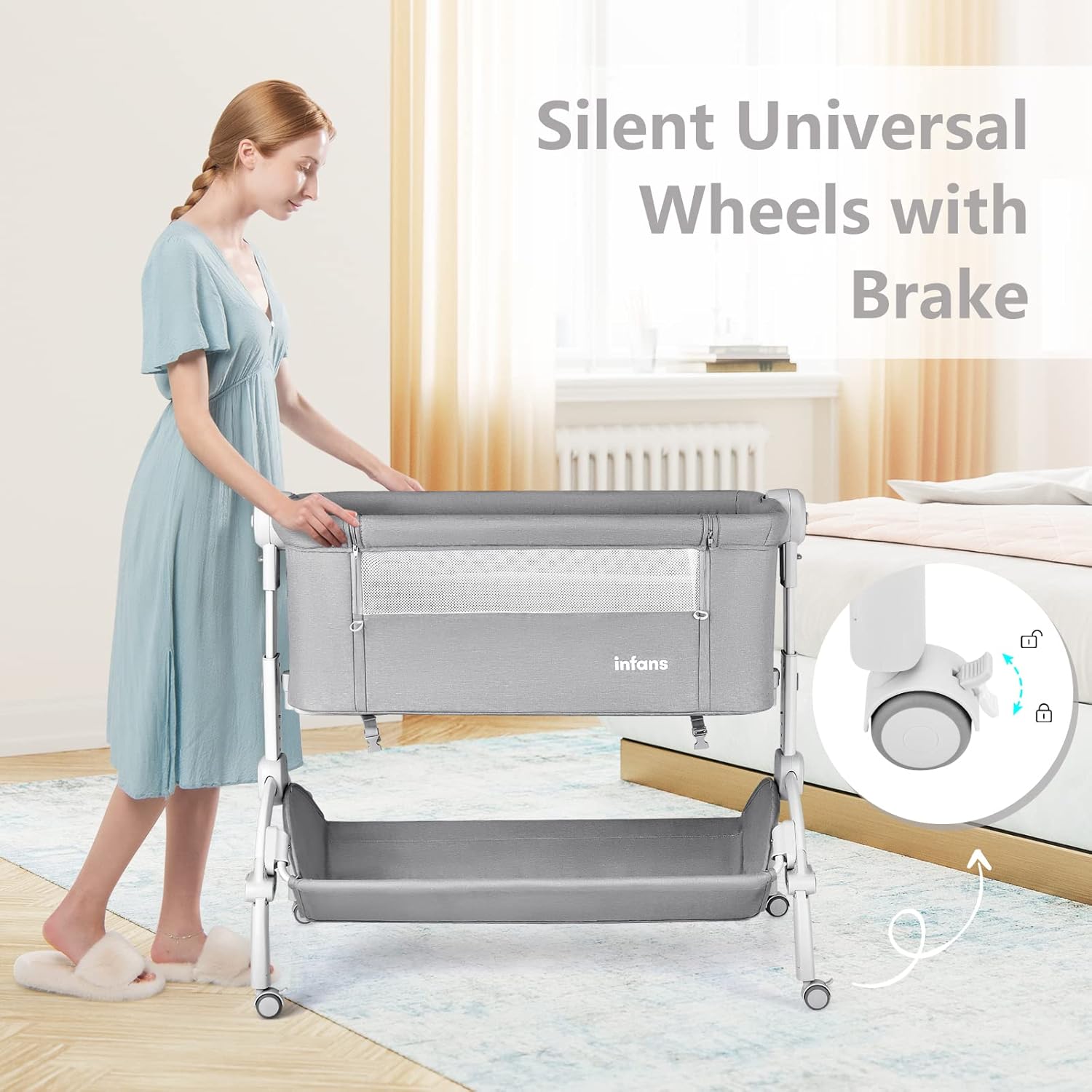 INFANS 3 in 1 Baby Bassinet, Bedside Sleeper, Rocking Cradle, Easy Folding Portable Safer Co-Sleeping Crib