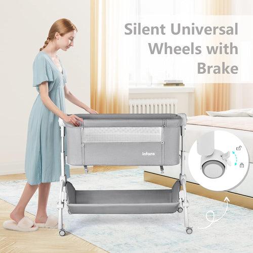 INFANS 3 in 1 Baby Bassinet, Bedside Sleeper, Rocking Cradle, Easy Folding Portable Safer Co-Sleeping Crib