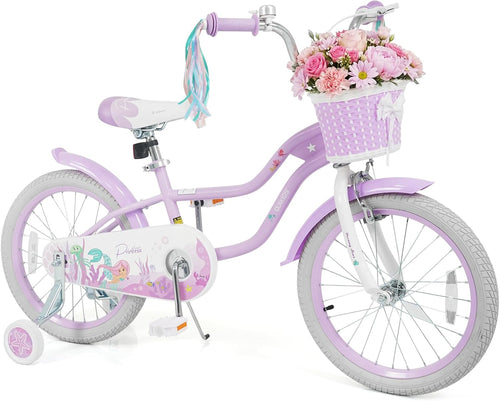 Olakids Kids Bike, 12 14 16 18 20 Inch Mermaid Theme Girls Bicycle with Training Wheels