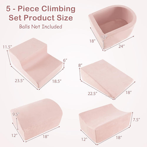 OLAKIDS 5-Piece Toddler Foam Climbing Blocks with Ball Pit, Indoor Play Gym for Crawling & Sliding
