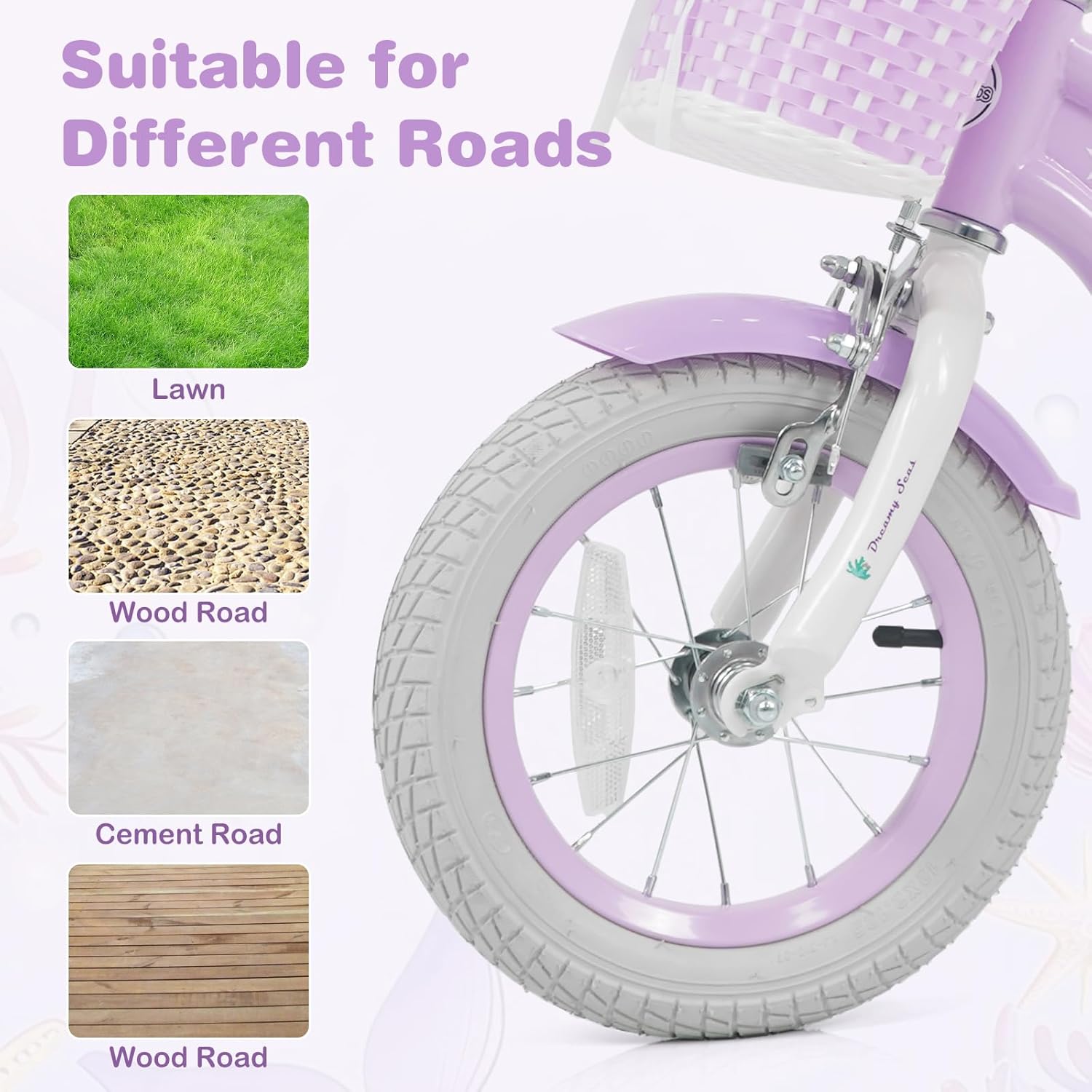 Olakids Kids Bike, 12 14 16 18 20 Inch Mermaid Theme Girls Bicycle with Training Wheels