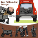 INFANS Wagon Stroller for 2 Kids, Collapsible Adjustable Push Pull Handle Bar, 2 Seater Stroller Wagon