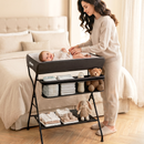 INFANS Baby Changing Table, Folding Diaper Station Portable Nursery Organizer with Safety Belt and Storage Racks