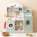 OLAKIDS Wooden Kids Kitchen Playset with Coffee Maker, Pretend Cooking Toy Set