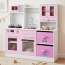 OLAKIDS Wooden Toddler Kitchen Playset with Realistic Lights, Sounds & Appliances