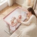INFANS 3-in-1 Baby Bassinet, Bedside Sleeper with Comfy Mattress, Wheels, 6-Height Adjustable, Storage Basket