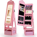 OLAKIDS Kids Jewelry Armoire Cabinet, 360° Swivel Lockable Standing Makeup Organizer