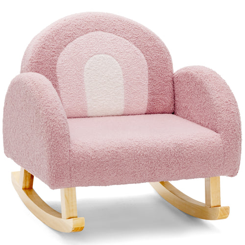 OLAKIDS Kids Sofa, Toddler Rocking Chair with Solid Wooden Frame, Anti-Tipping Design, Plush Fabric, Children Armchair
