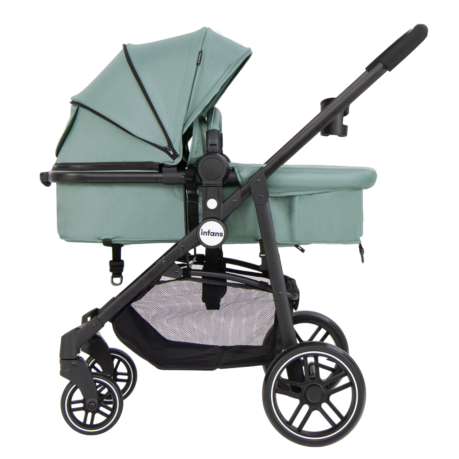 INFANS 2 in 1 Baby Stroller, High Landscape Infant Stroller & Reversible Bassinet Pram, Foldable Pushchair