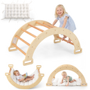OLAKIDS Wooden Arch Climber Rocker with Soft Cushion, 4 in 1 Montessori Climbing Ladder Toys for Toddlers