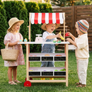 OLAKIDS Wooden Grocery Store Marketplace Toy, Supermarket Pretend Play, Extra Storage 6 Ice Creams Scales Bells Chalkboards, Fun Indoor Farmer's Market Stand Set Gift for Ages 3+