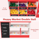 INFANS Grocery Store Pretend Play for Kids, Wooden Supermarket Toy Set with Shopping Cart, Vending Machine, Cash Register, Gift for Boys Girls 3+