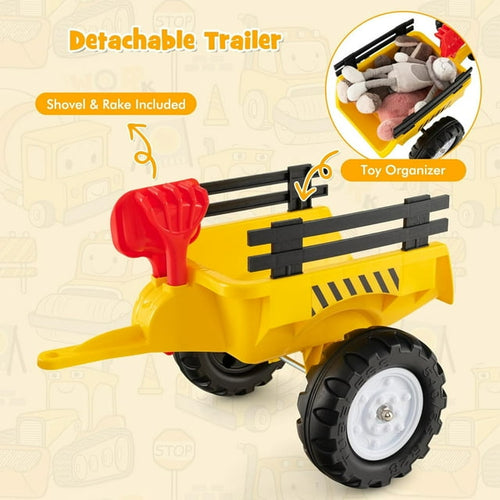 OLAKIDS Kids Ride on Excavator Pedal Car Bulldozer for Toddlers 3+
