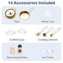 OLAKIDS Kids Kitchen Playset, Wooden Pretend Play Kitchen with Realistic Light Sound 14 Accessories, Toddler Cooking Toy for Boys Girls Aged 3+