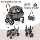 INFANS Wagon Stroller for 2 Kids, Collapsible Adjustable Push Pull Handle Bar, 2 Seater Stroller Wagon