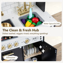 OLAKIDS Wooden Play Kitchen with Lights, Sounds, Dishwasher & Coffee Machine, Pretend Cooking Set for Ages 3+
