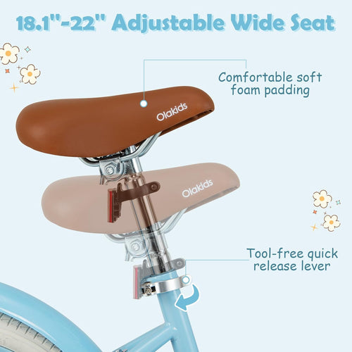 OLAKIDS Kids Bike 12/14/16/18 Inch with Training Wheels & Basket for Ages 3-8  (20 Inch without traninning wheels)