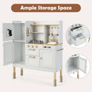 OLAKIDS Wooden Pretend Kitchen Playset for Toddlers with Realistic Light, Sound, Microwave & Storage Cabinet
