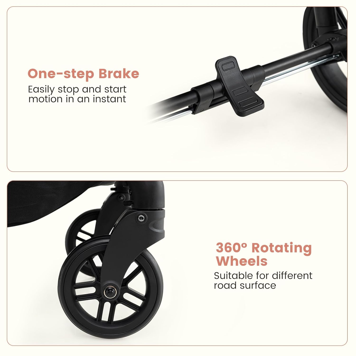INFANS 2 in 1 Baby Stroller, Convertible Stroller with Reversible Seat Adjustable Backrest Canopy One Hand Fold