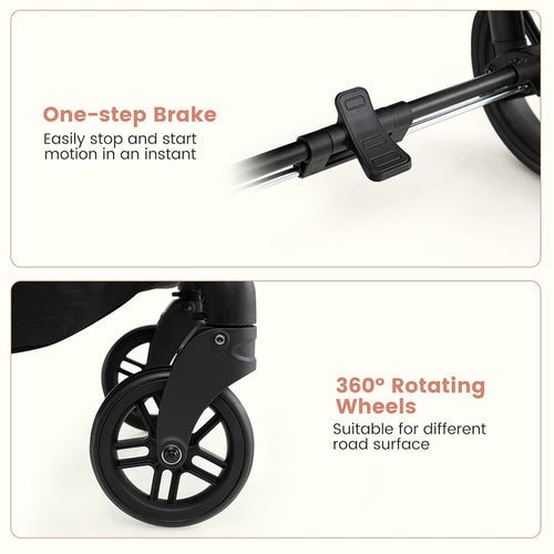 INFANS 2 in 1 Baby Stroller, Convertible Stroller with Reversible Seat Adjustable Backrest Canopy One Hand Fold