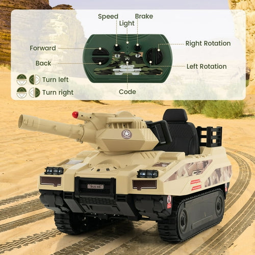 OLAKIDS 12V Ride on Car, Kids Electric Tank Battery Powered Army Tank Toy for Boys Girls
