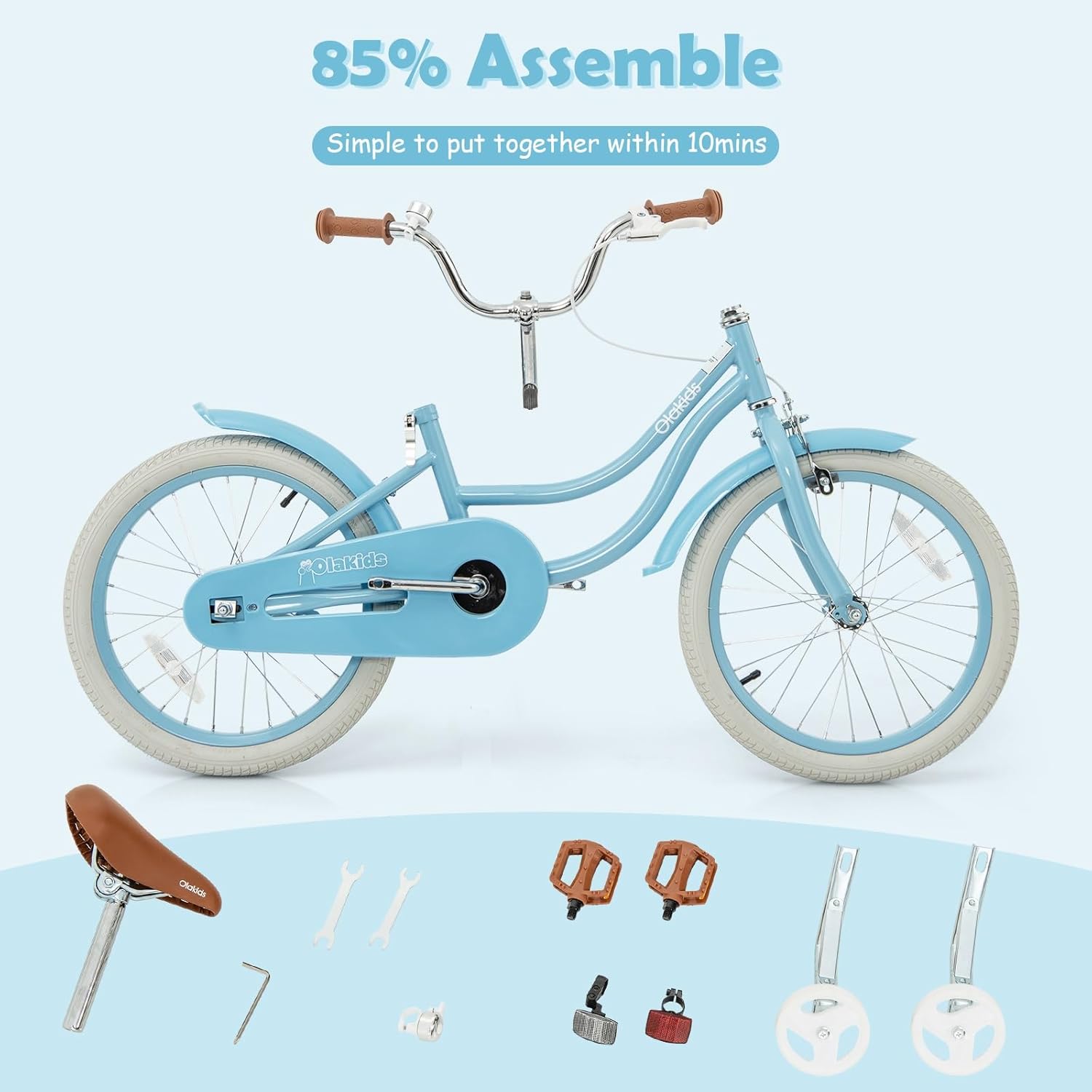OLAKIDS Kids Bike 12/14/16/18 Inch with Training Wheels & Basket for Ages 3-8  (20 Inch without traninning wheels)