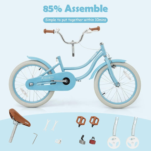 OLAKIDS Kids Bike 12/14/16/18 Inch with Training Wheels & Basket for Ages 3-8  (20 Inch without traninning wheels)