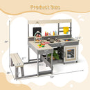OLAKIDS Wooden Mud Kitchen Outdoor Play Kitchen with Faucet Sink Chalkboard for Kids 3+