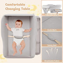 INFANS Baby Changing Table with Wheels, Portable Folding Diaper Station Nursery Organizer with Storage Basket, Hanging Rack, Adjustable Height, Safety Belt for Newborn Infant