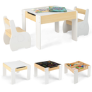 OLAKIDS 3 in 1 Kids Table and Chair Set, Wood Multi Activity Table with Removable Tabletop, Detachable Blackboard
