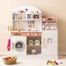 OLAKIDS Wooden Kids Kitchen Playset with Coffee Maker, Pretend Cooking Toy Set