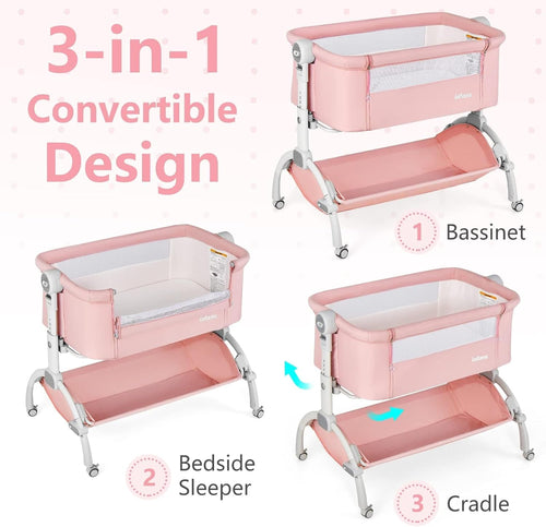 INFANS 3 in 1 Baby Bassinet, Bedside Sleeper, Rocking Cradle, Easy Folding Portable Safer Co-Sleeping Crib